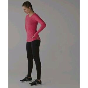 Lululemon 5 Mile Long Sleeve Heathered Boom Juice Hot Pink Size 6